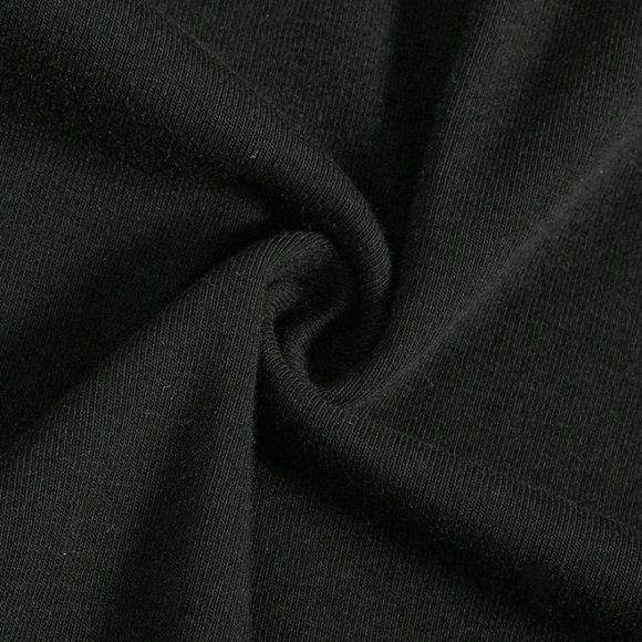 New High Neck Solid Bodycon Dress Black Long Sleeve Below Knee Midi CottonPencil - Picture 8 of 13